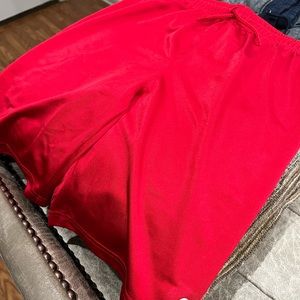 Red basketball gym shorts